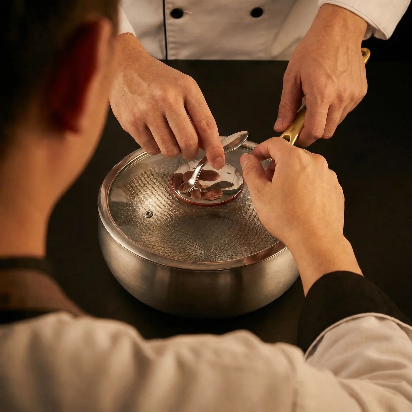 Hand-Hammered Titanium Complete Kitchen Set with 3 Lids (10, 11 & 12 Inch)  I Limited Edition - Image 3