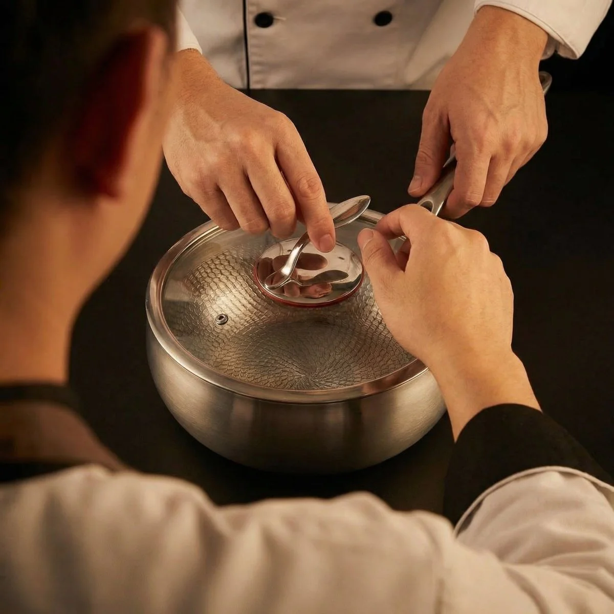 Hand-Hammered Titanium Complete Kitchen Set with 3 Lids (10, 11 & 12 Inch) | World Cup 26 - Image 4
