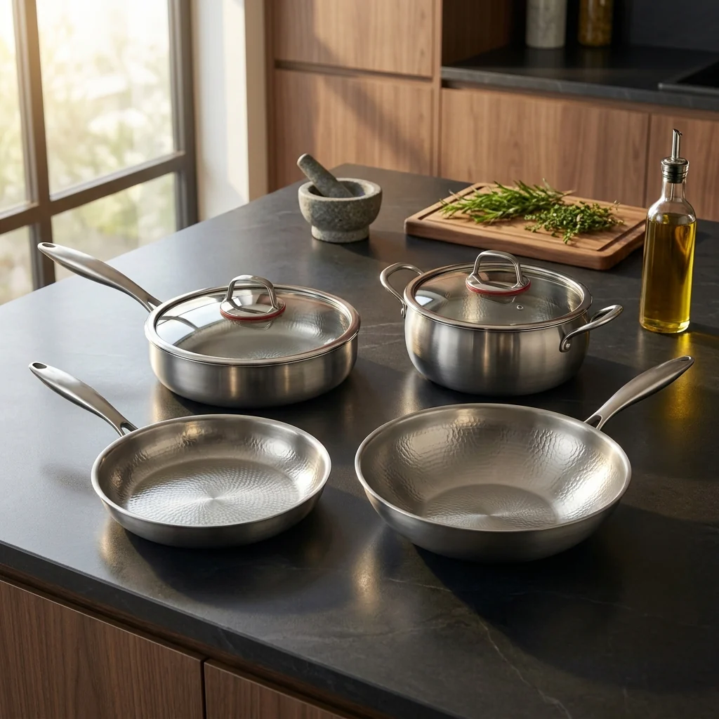 Hand-Hammered Titanium Essentials Kitchen Set with 2 Lids (10, 11 & 12 Inch) | World Cup 26 - Image 3