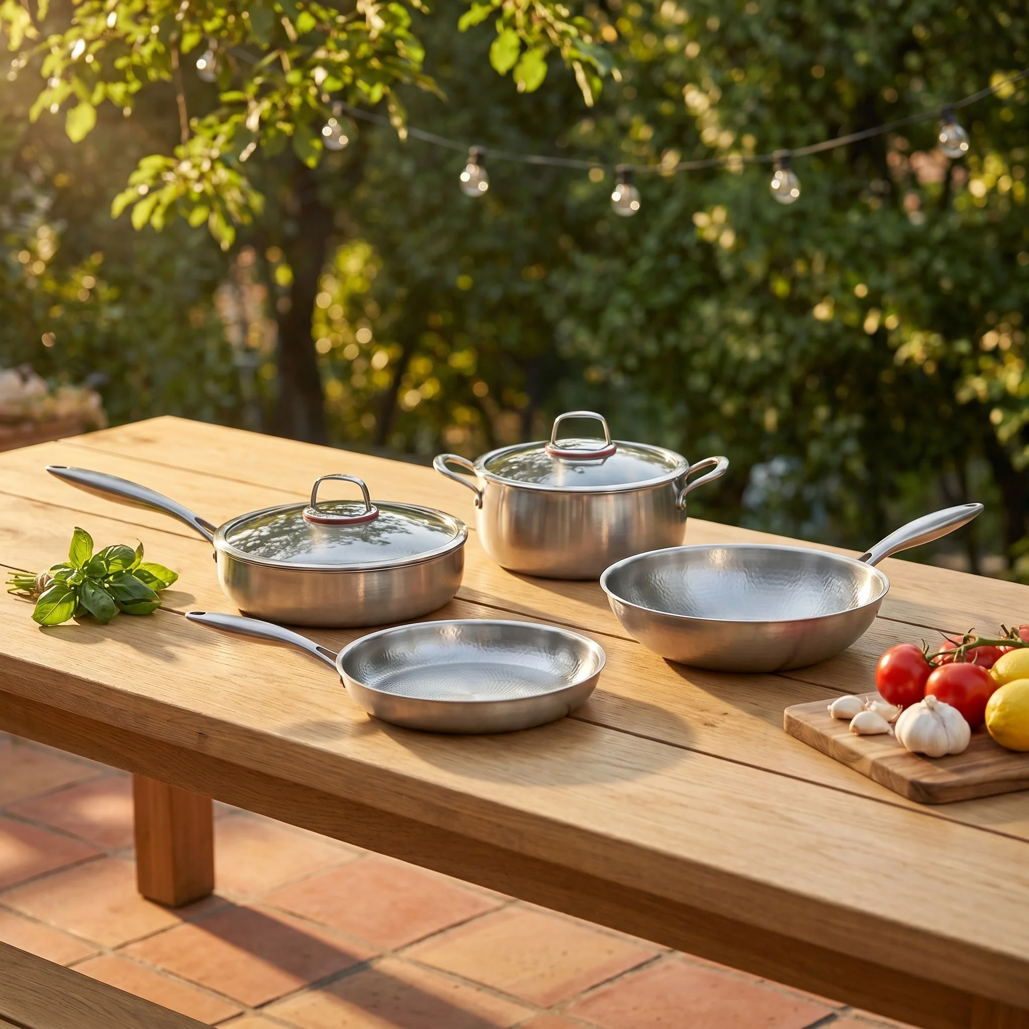 Hand-Hammered Titanium Essentials Kitchen Set with 2 Lids (10, 11 & 12 Inch) | World Cup 26 - Image 4