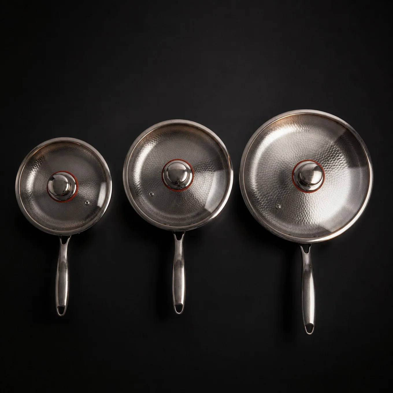 Hand-Hammered Titanium Pan - 3-piece set - Image 4