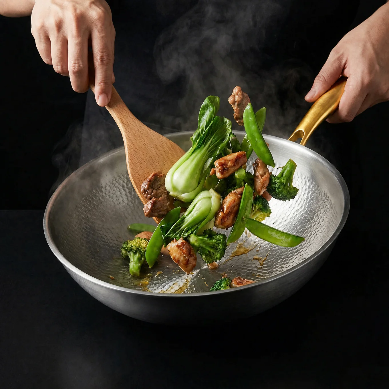 Hand-Hammered Titanium Wok Pan with Flat Base | Limited Edition - Image 7